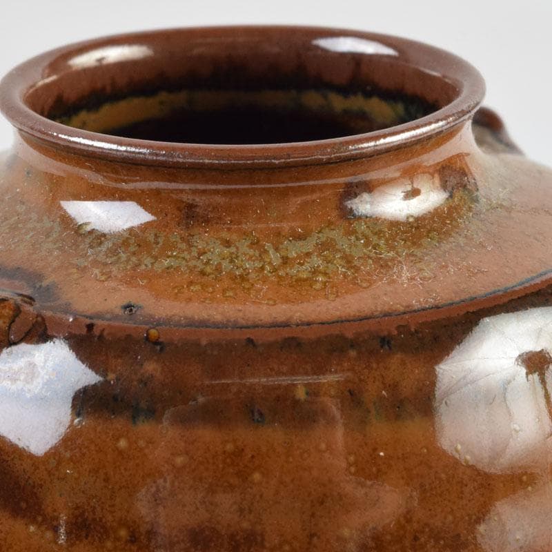 茶道具　高取焼　十三代高取八仙作　肩衝茶入　仕覆付　共箱　V　9139