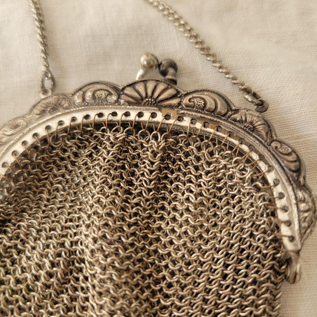 フランス　アンティーク　メタルメッシュパース　シャトレーン