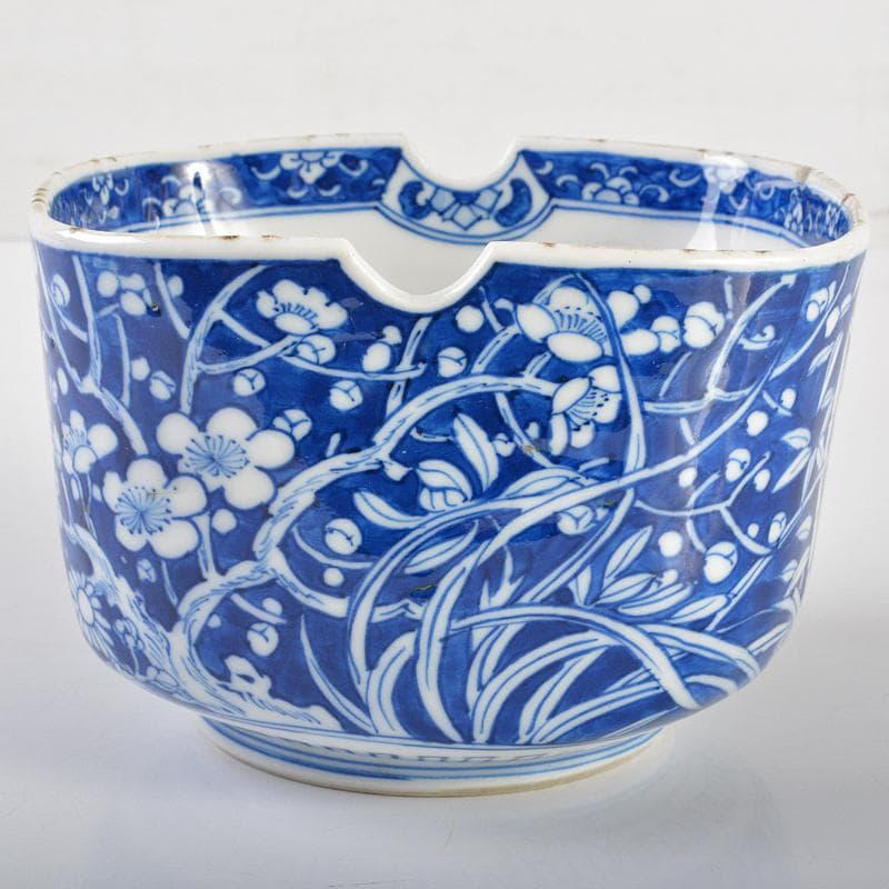 中国　青花　四君子文　四方鉢　時代箱付　M　R6432