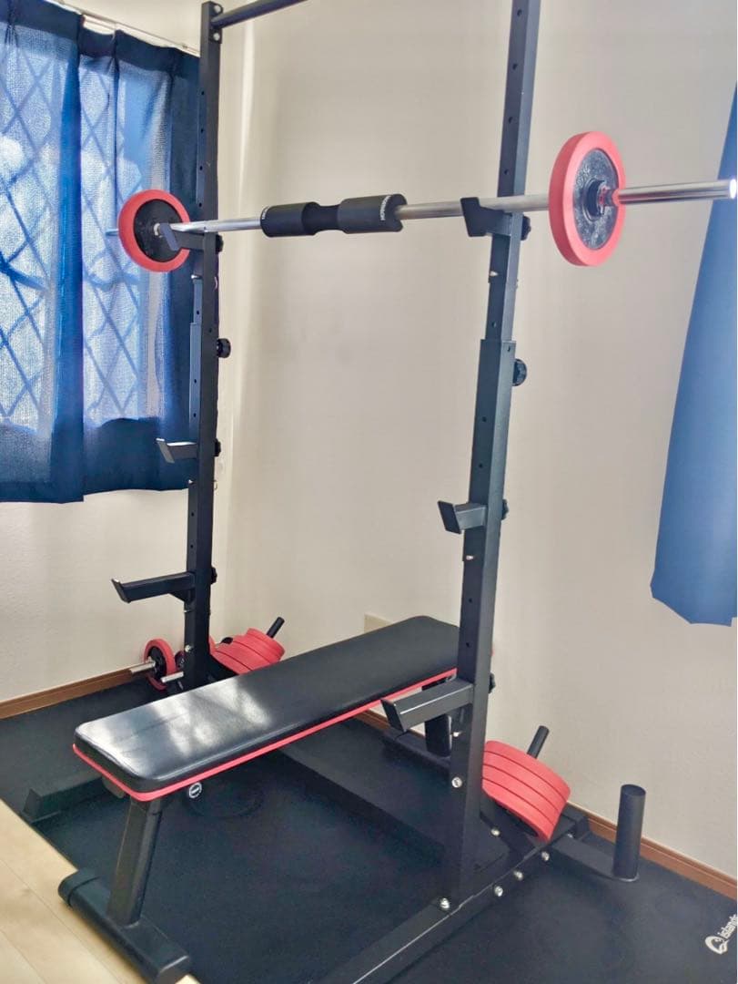 ベンチパワースタンド高さ調節可能　収納機能付きホームジム