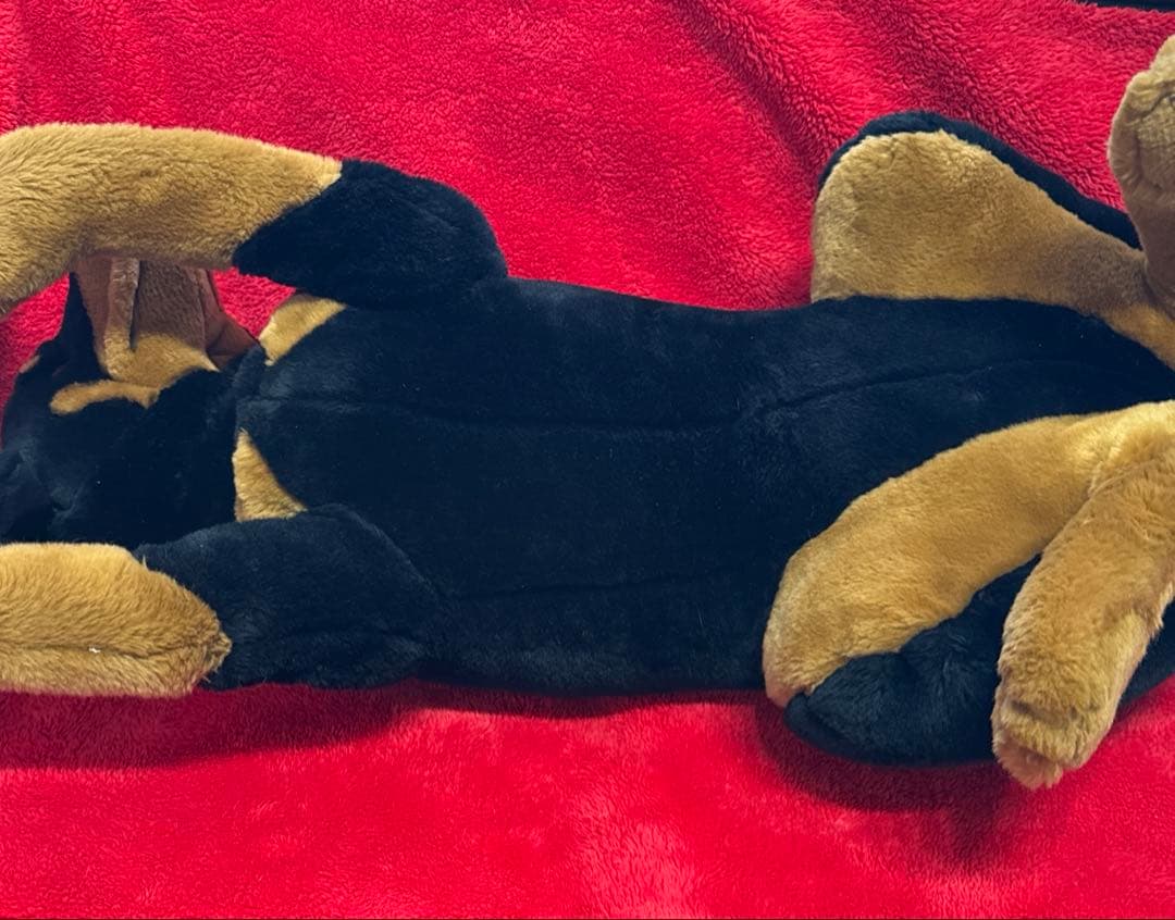 ⭐︎希少　大きな番犬　ぬいぐるみ　ドーベルマン？ロットワイラー？　寝そべり