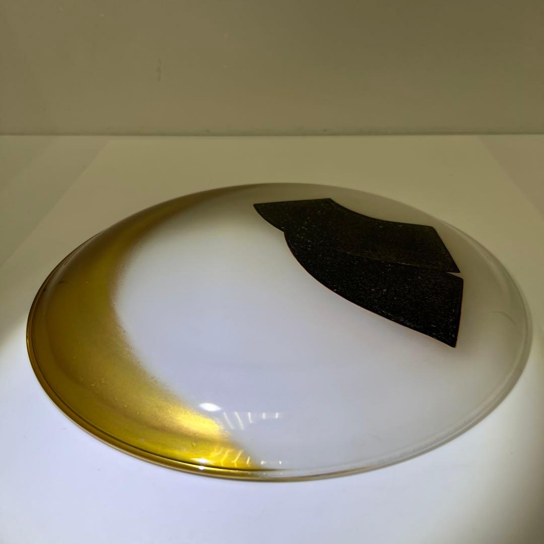 輪島塗　一后造クリスタルガラス蒔絵盛皿　共箱　26.5㎝　東Y7-0716③