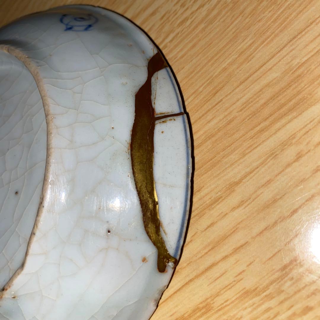 初期伊万里　染付芙蓉草鳥文皿　1620年頃