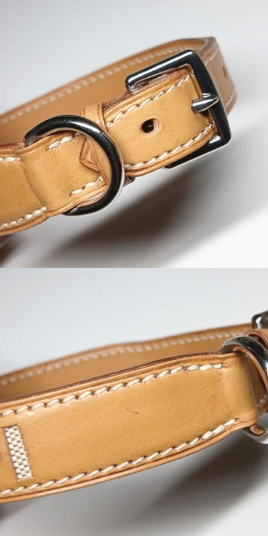 美品 エルメス 首輪 カラー 犬 レザー Hロゴ トワルアッシュ ペット S