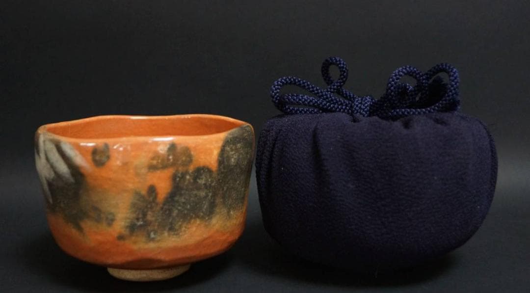 福井楽印造 赤楽茶碗 正絹仕覆付 箱付 / 茶事 茶道具 ☆時代物☆