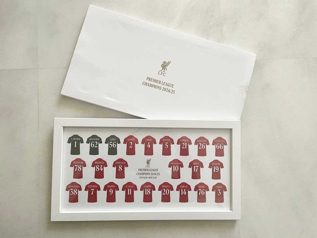 [新品未使用] リバプールFC 選手・ユニフォーム 額(プレシーズンツアー記念)