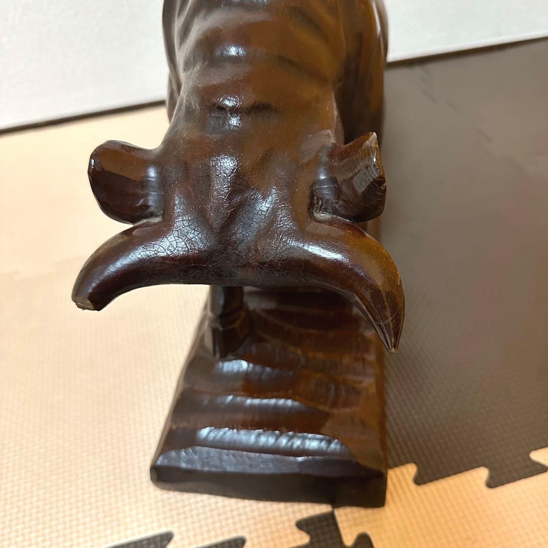 【訳あり品】牛 闘牛 木彫 骨董 古美術 置物 オブジェ アンティーク　縁起物
