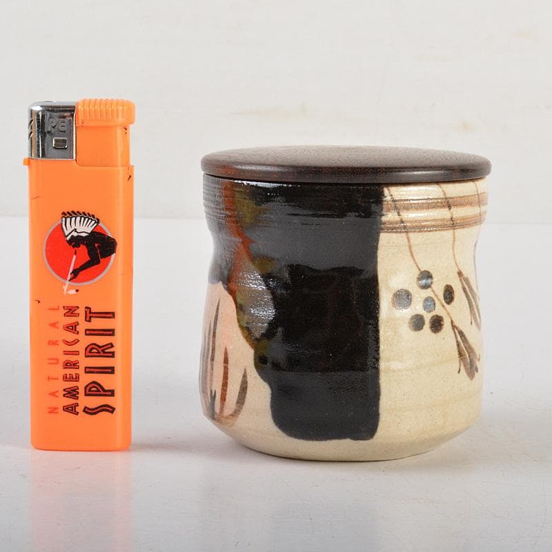 茶道具　黒織部　茶器　在銘　共箱　V　6330