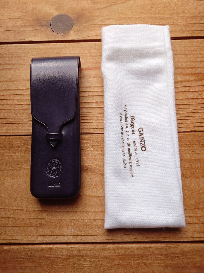 ガンゾGANZO　レザー3本差ペンケース　紫紺