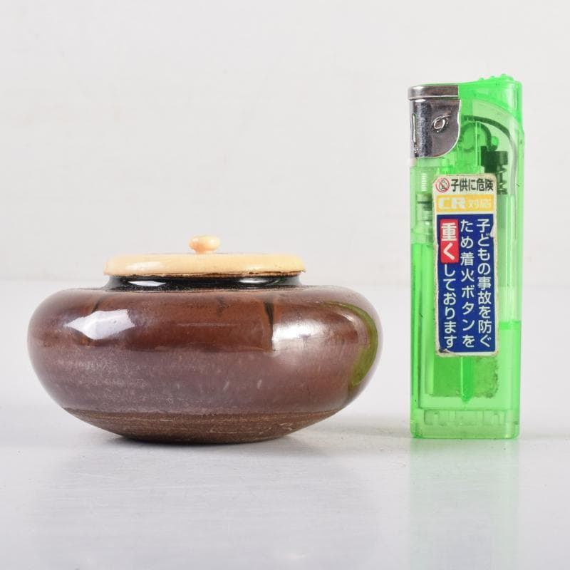 茶道具　京焼　平安　森岡嘉祥造　瀬戸　大海茶入　仕覆付　共箱　V　6959