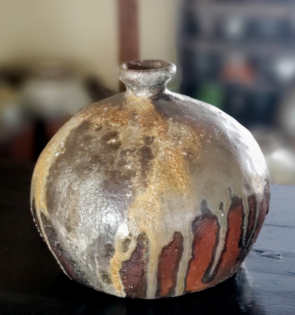 自然釉越前かぶら花入