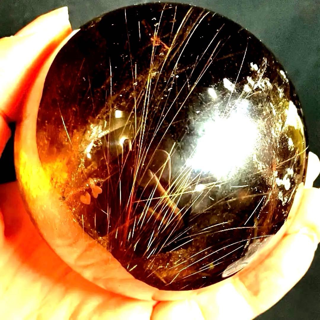 超特大　72mm ゴールドルチルクォーツ　金針水晶　パワーストーン