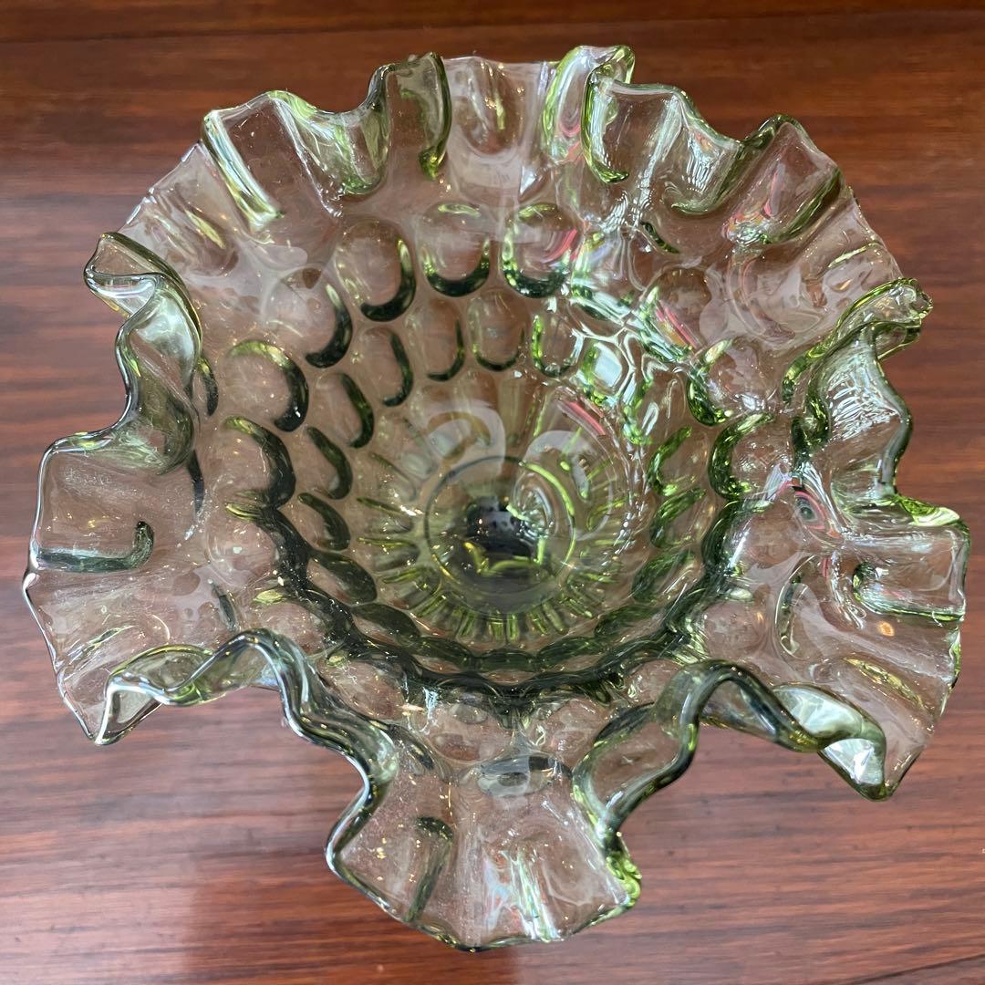 希少芸術品！50s〜 アメリカアンティークFenton深緑フェントンガラスUSA