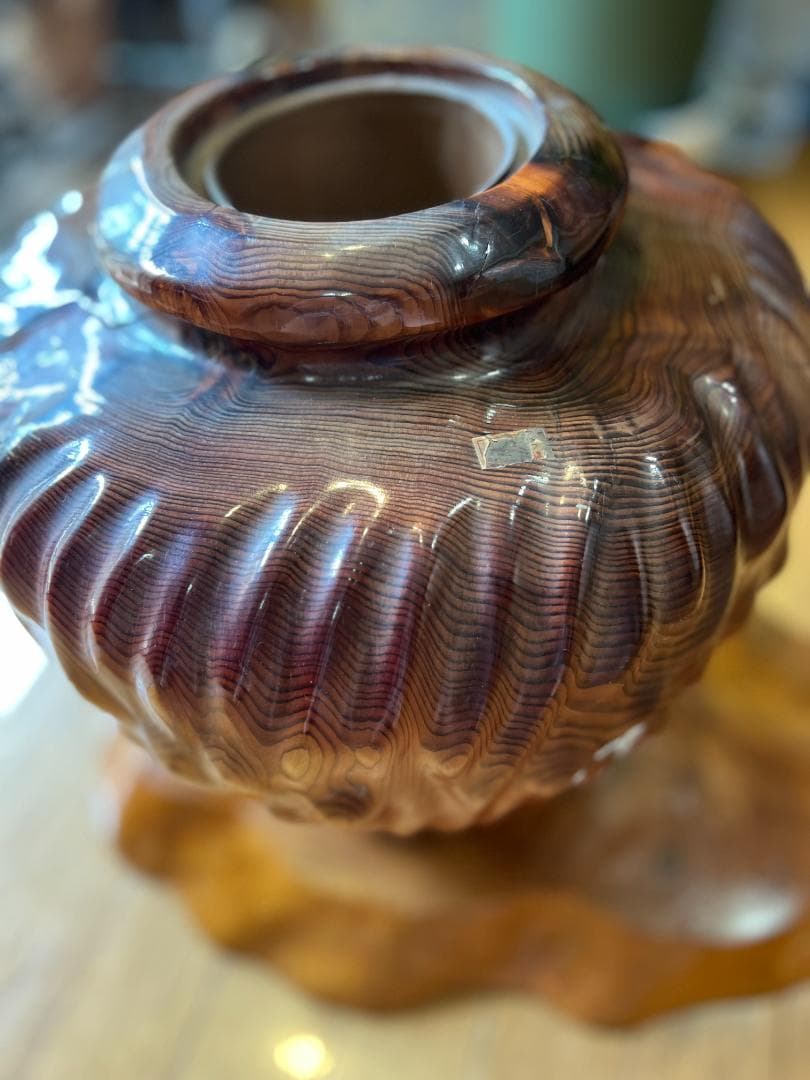 値下 入手困難 屋久杉 花瓶 屋久杉 壺 アート インテリア 希少 オブジェ