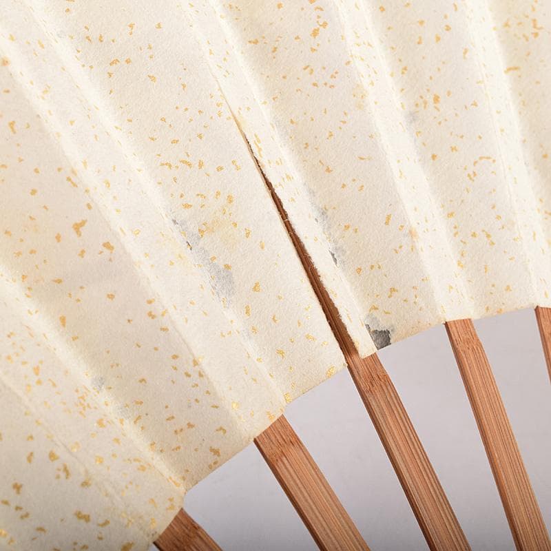 中国　雲溪竹人刻親骨　水墨画　漢詩花図　扇子　M　R8802