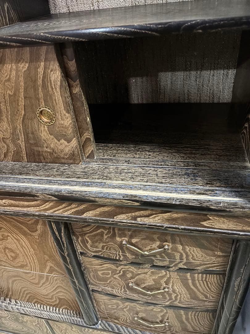 桑材　木製ガラス扉付き和風収納棚　高さ165cm 幅90㎝　岐阜県揖斐郡池田町