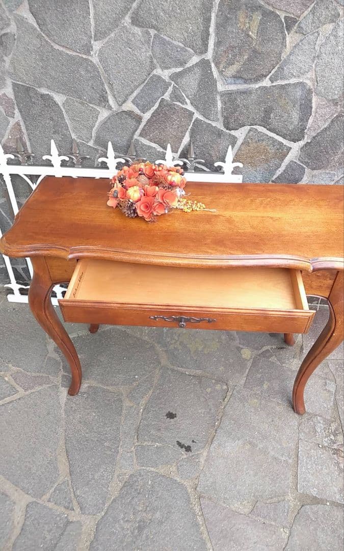 アンティーク木製テーブル 引き出し付き