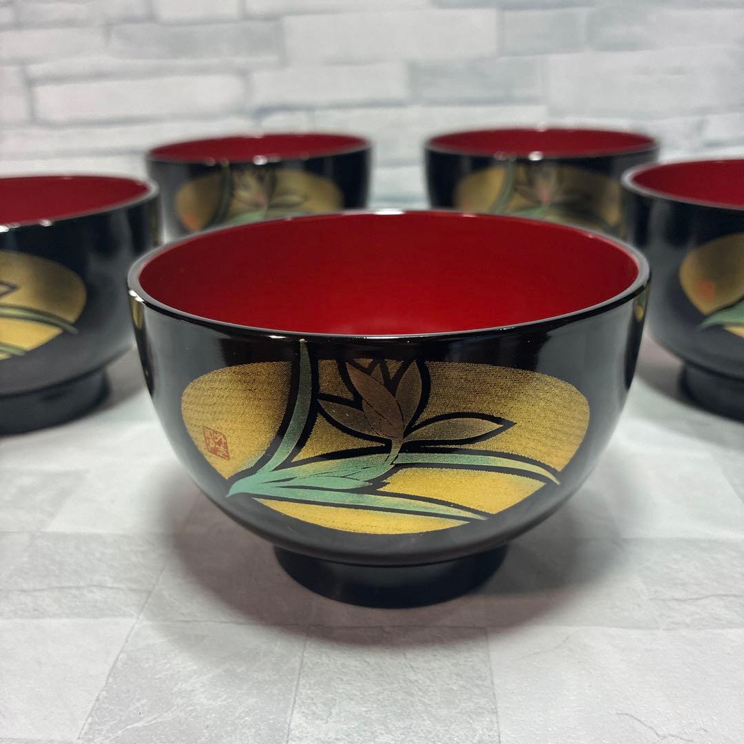 塚田外志男 金箔 汁椀 味噌汁椀 5客