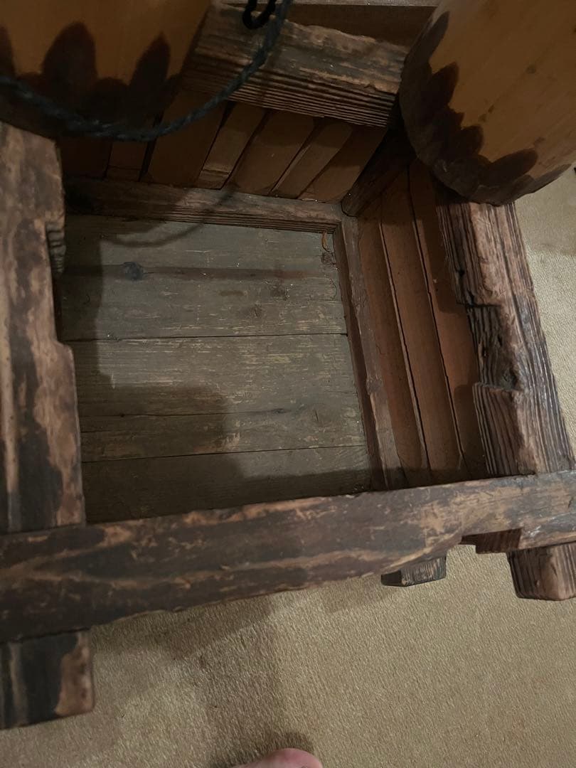 激レアアンティーク　井戸桶　井戸のオブジェ　茶道具　茶室　つるべ井戸　手汲井戸