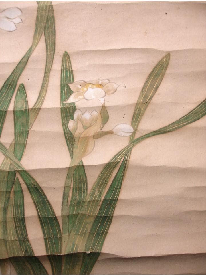 ◆『谷文晁 水仙図』紙本彩色◆検）円山応挙 伊藤若冲 上村松園 大橋翠石
