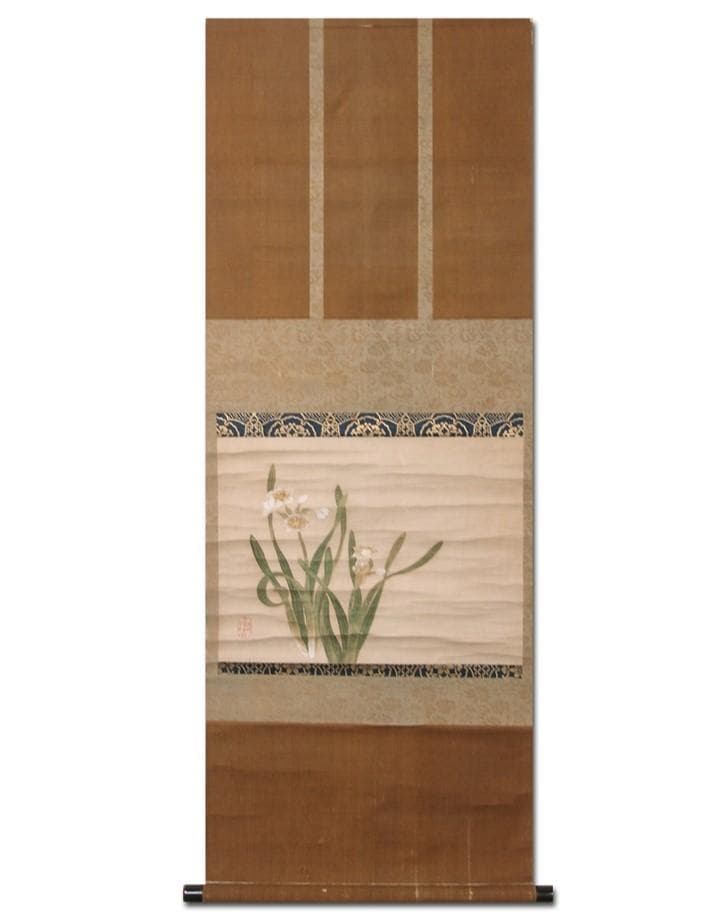 ◆『谷文晁 水仙図』紙本彩色◆検）円山応挙 伊藤若冲 上村松園 大橋翠石