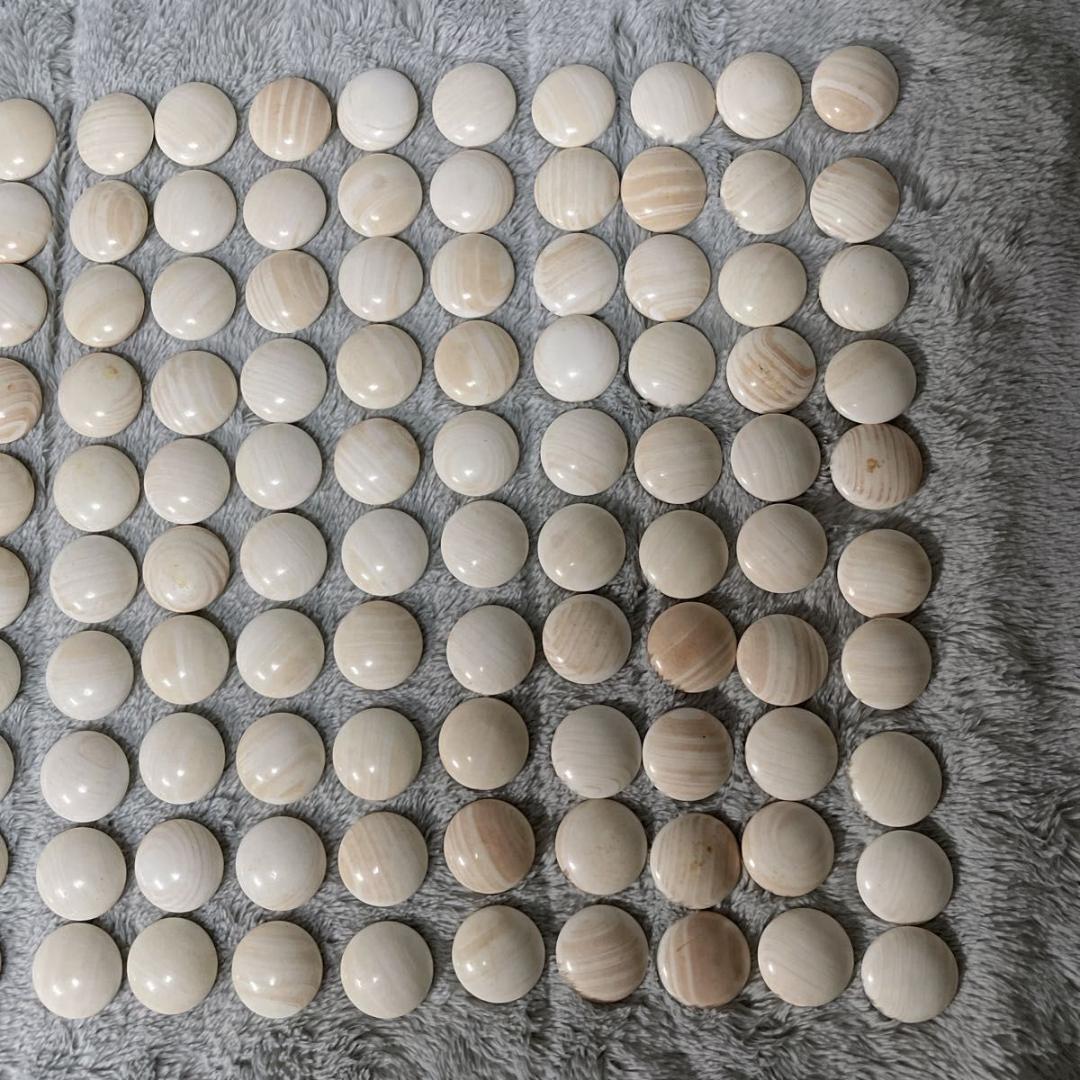 【碁笥付】蛤碁石34号 約9.6mm 那智黒石 白180個 黒174個