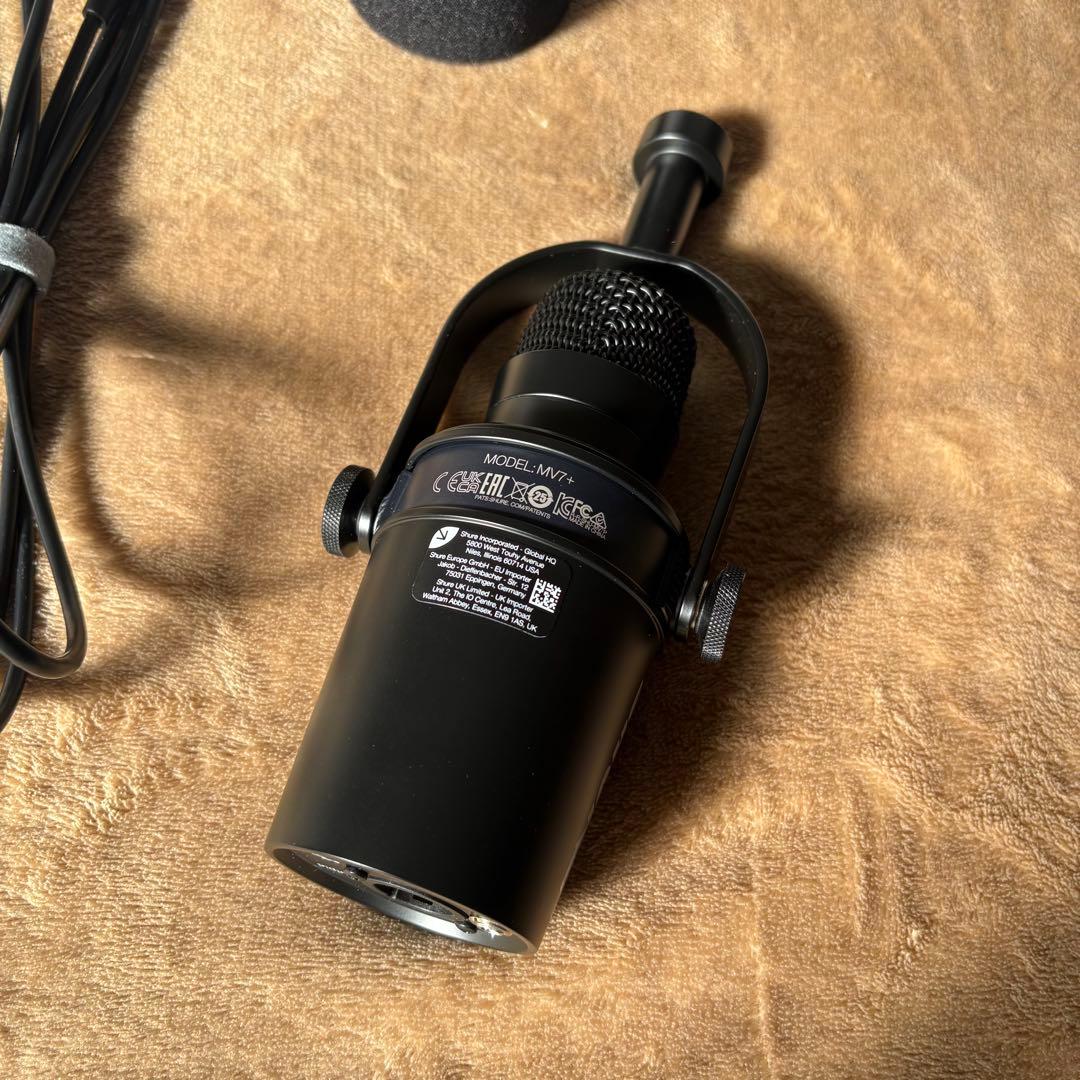 【美品】SHURE MV7+ ブラック｜オーディオテクニカデスクマイクスタンド付