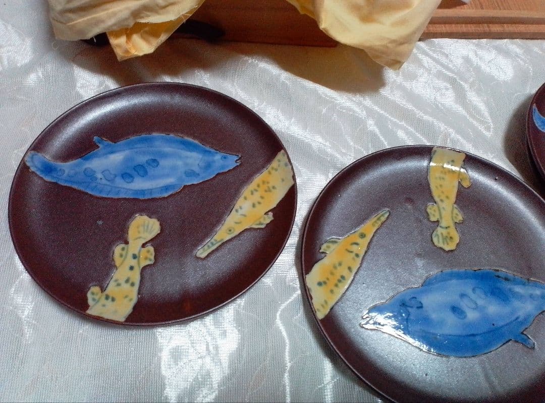九谷吸坂窯　魚之銘々皿5枚組