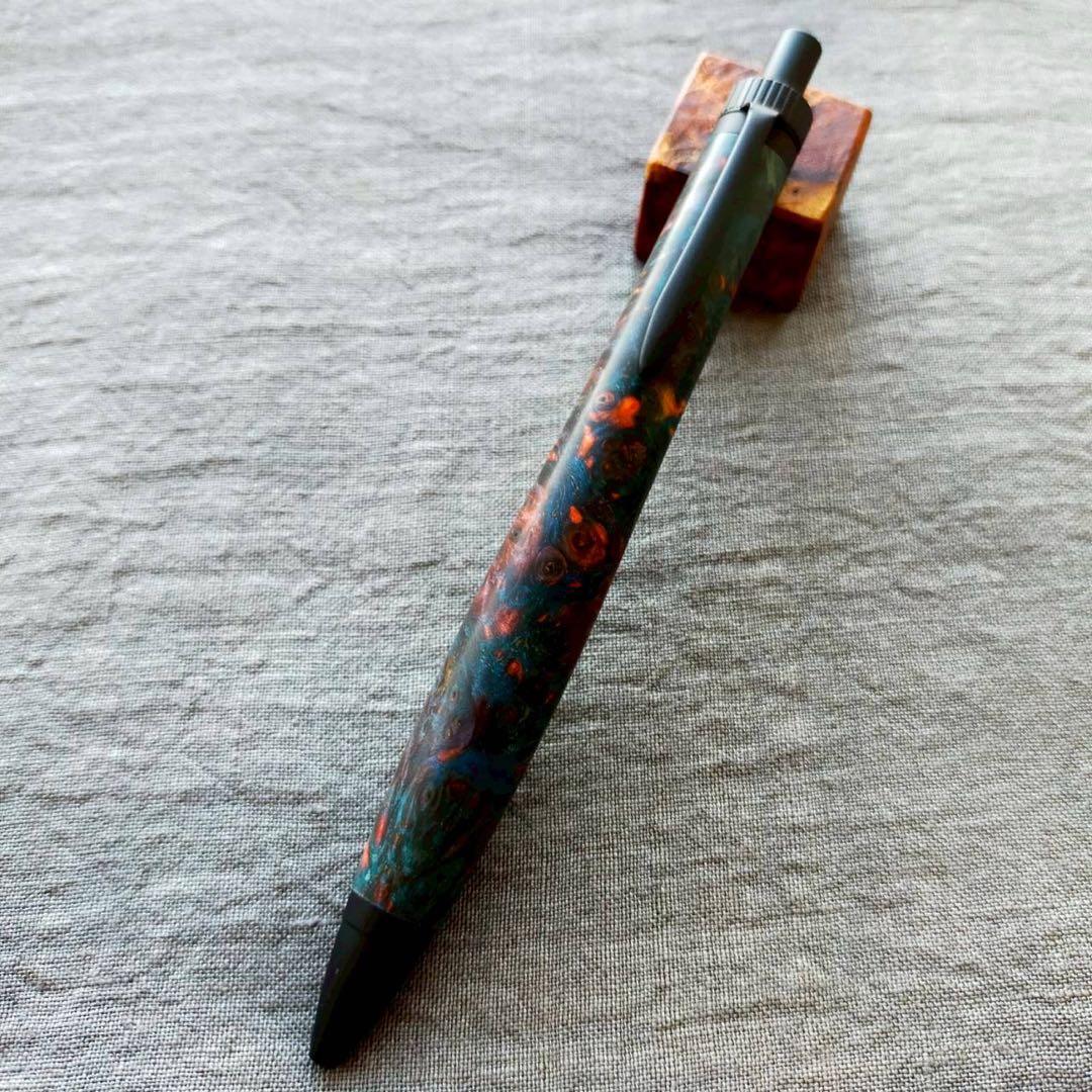 【古代の海】　スタビライズドウッド　ハンドメイド　木軸ボールペン　G2　ブラック