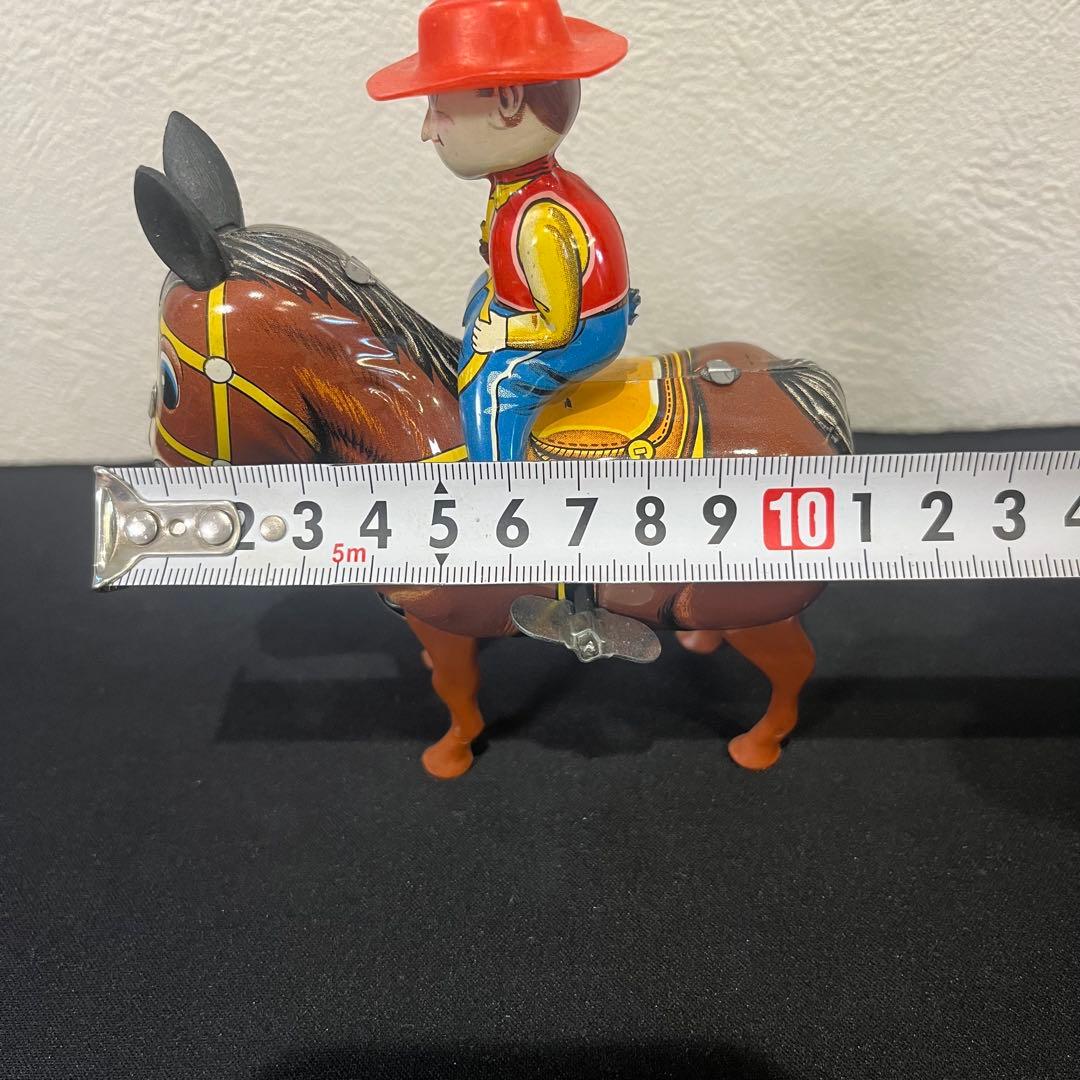 昭和レトロ ブリキ製 カウボーイ ゼンマイ トイ ビンテージ 馬のおもちゃ