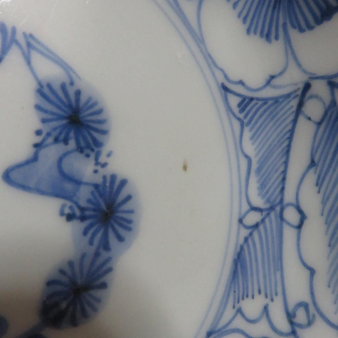 なます皿 染付 4枚 松竹梅 花 銘 窯傷 江戸