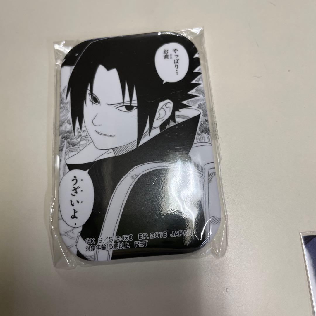 ナルト　ジャンプ50周年限定 スクエア缶バッジ　サスケ
