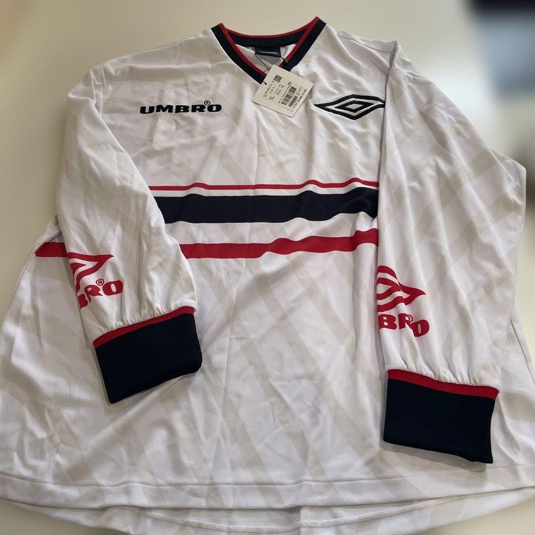UMBRO 長袖シャツ L ホワイト/レッド/ネイビー