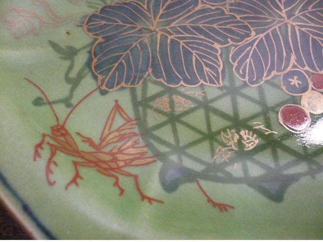 古錦 花篭手 青磁 八角皿 4枚 [B31327]