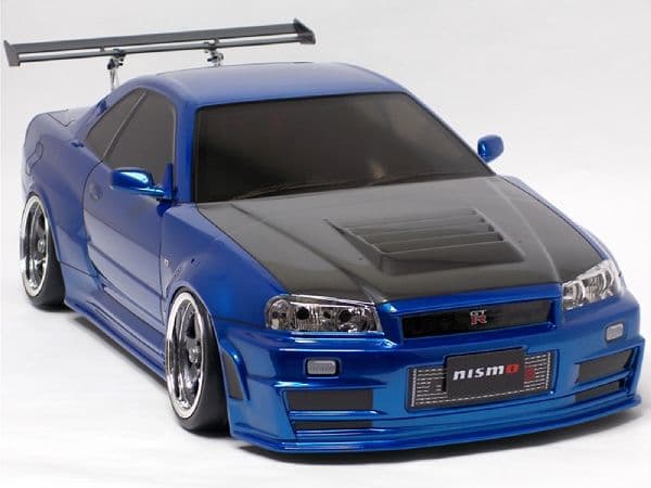 タミヤ R34 GT-R 塗装済完成ボディ メタリックブルー／ガンメタル