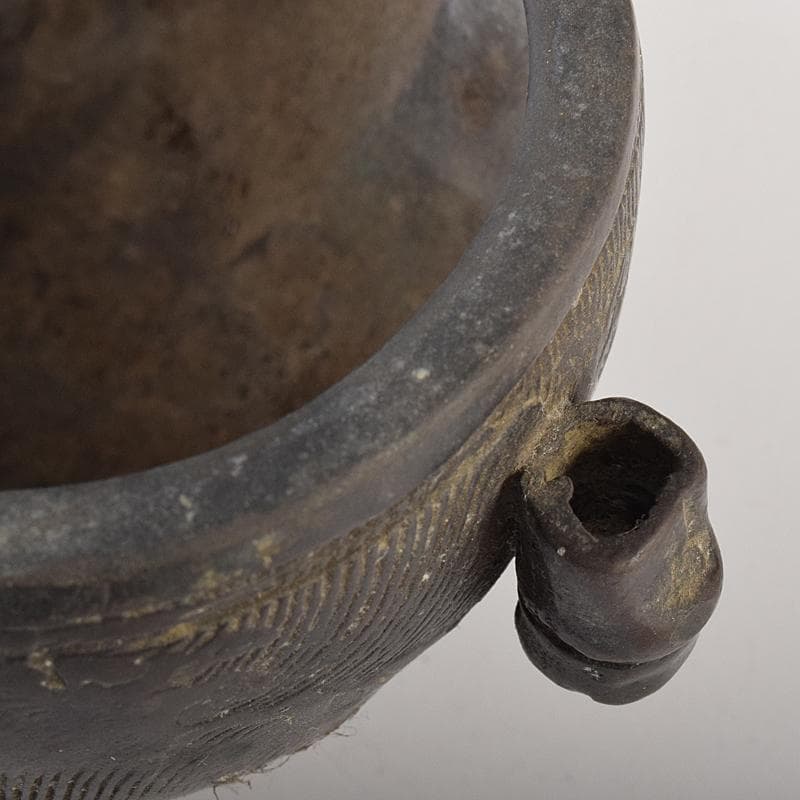 中国　古銅　波刻　木瓜形双耳香炉　M　R8837