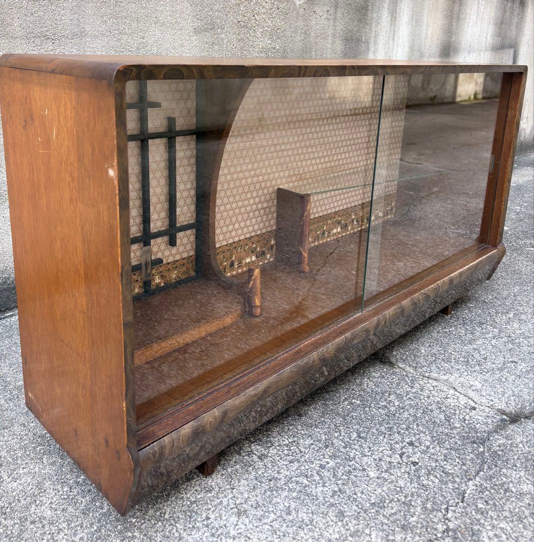 昭和レトロ　飾り棚　ガラス扉 茶棚　茶箪笥　古民家 家具　和風 引き出しあり