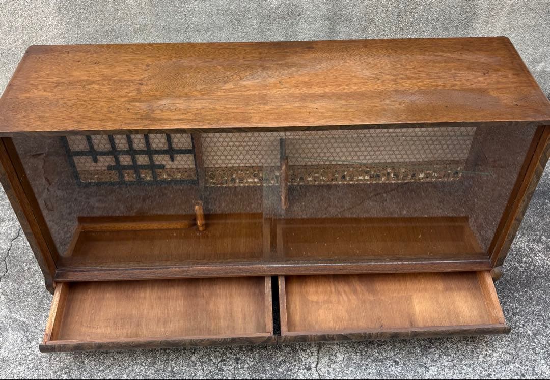 昭和レトロ　飾り棚　ガラス扉 茶棚　茶箪笥　古民家 家具　和風 引き出しあり