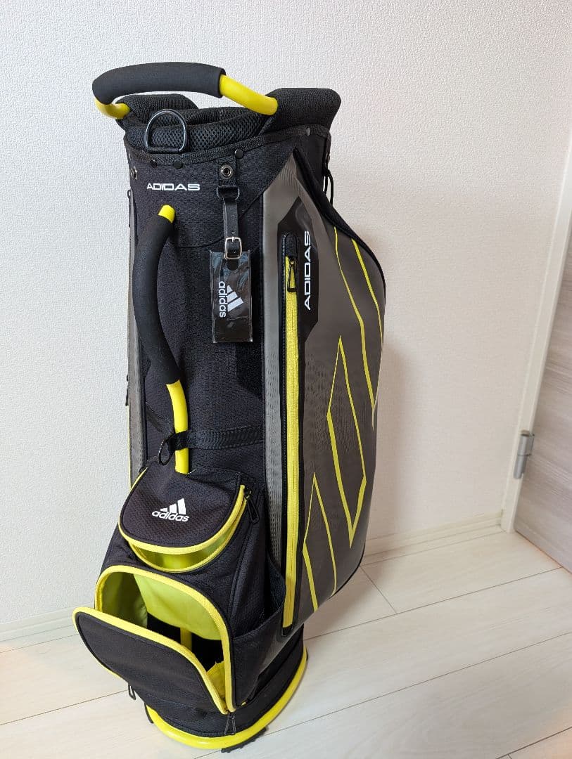 【美品】軽量 adidas キャディバッグ 黒/黄色　9型