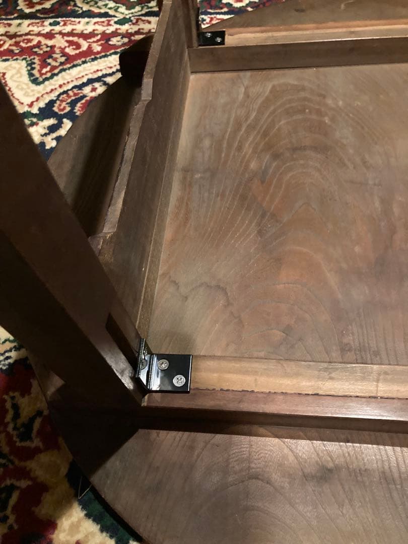 昭和レトロ　古い木製丸ローテーブル　丸ちゃぶ台21直径680