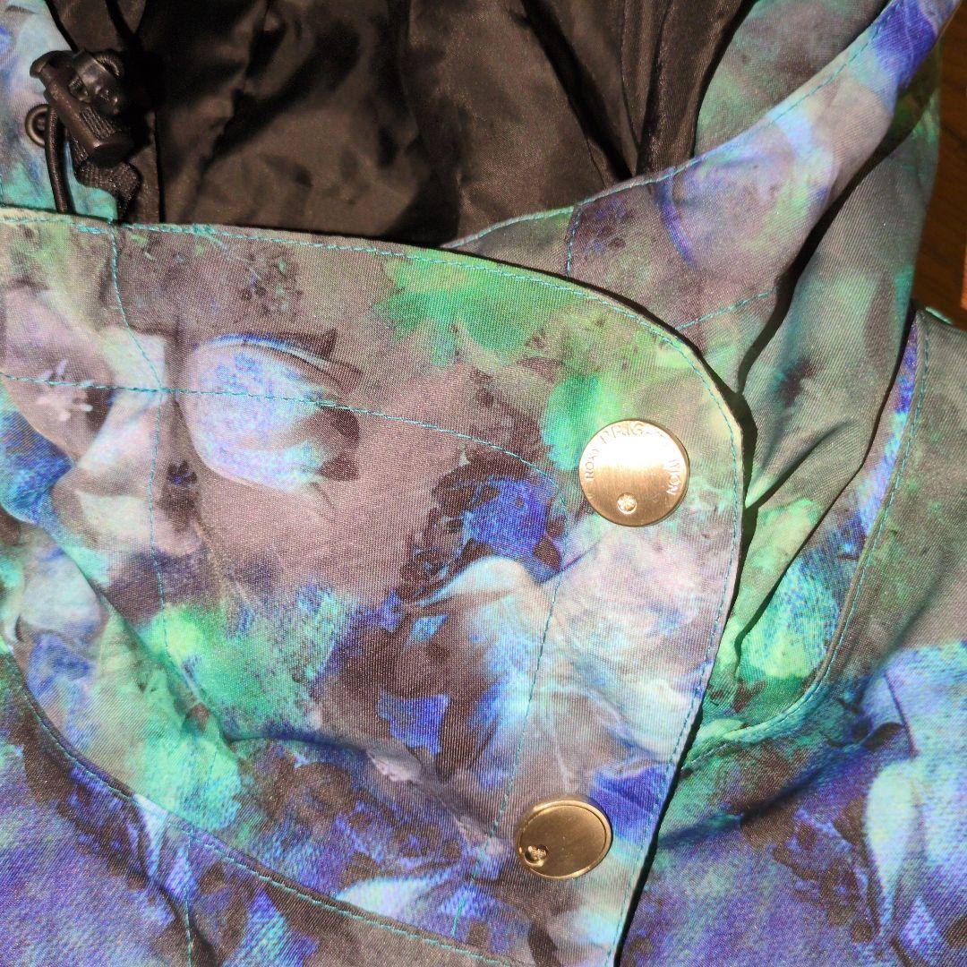 【美品】ROXY　スノボウェア　上下セット　総柄　花柄　ブラック　Ｓ