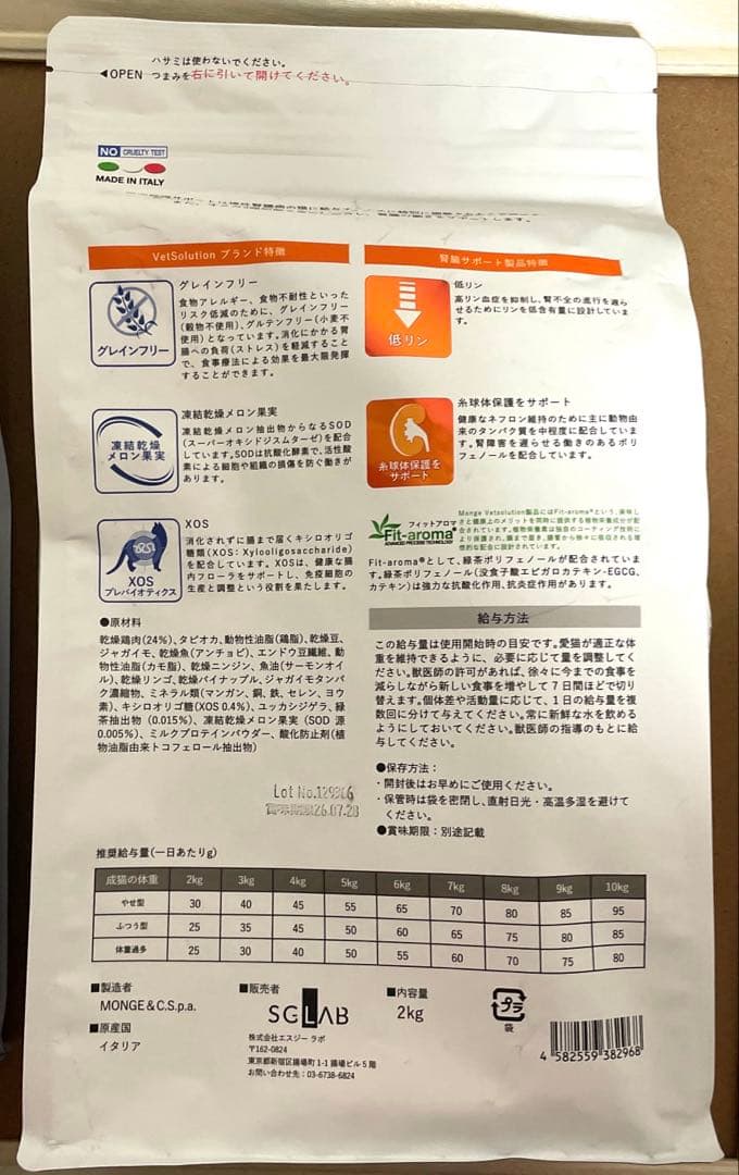 猫　ベッツソリューション　腎臓サポート　2kg×2袋
