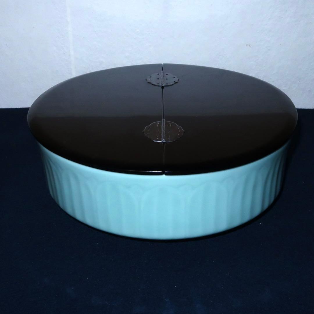 【茶道具】手塚祥堂作　青磁割蓋平水指