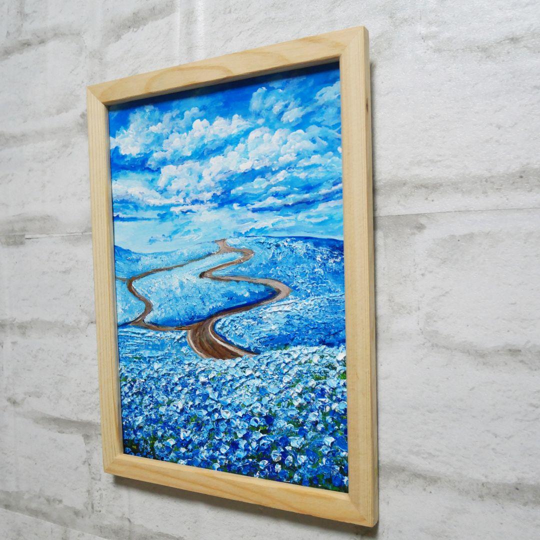 油絵 油彩 油彩画 絵 絵画 【青い丘の道】