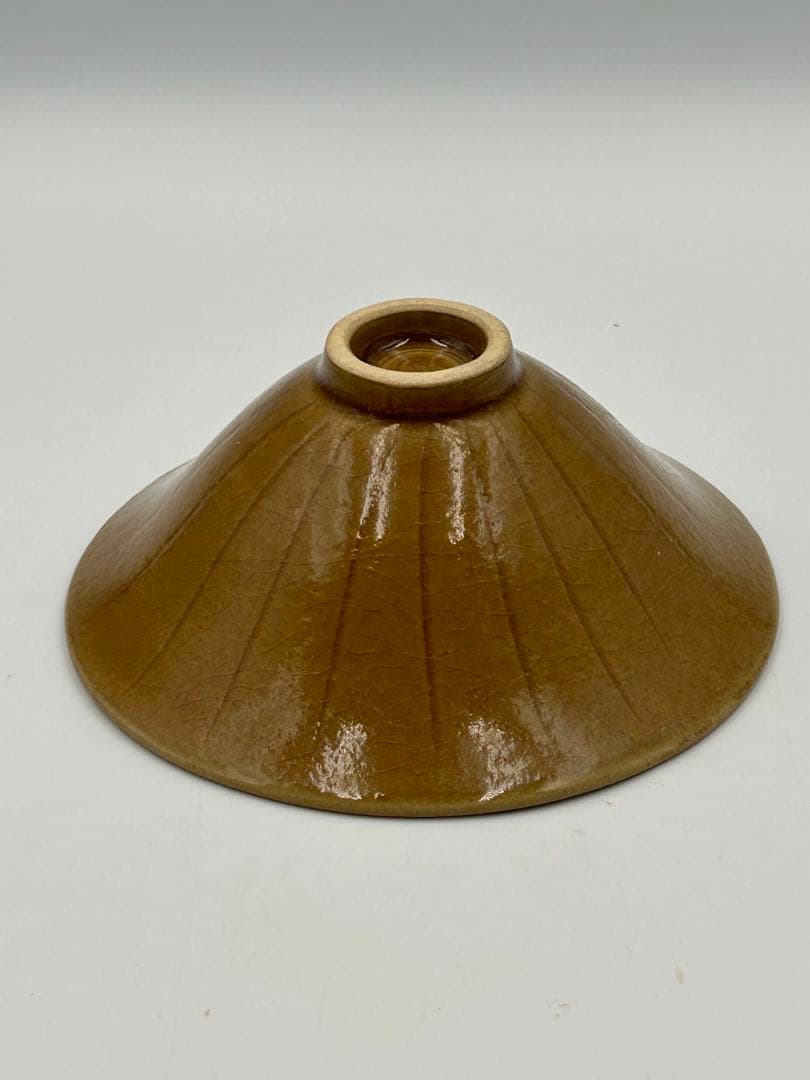 ★0062宋時代　耀州窯 黄釉唐草紋碗 盃 陰刻 ★天目茶碗 茶道具 茶器