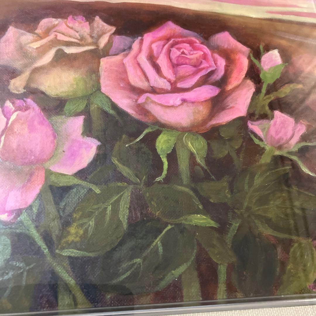 額縁付き絵画 平間文子 ばら 薔薇の絵