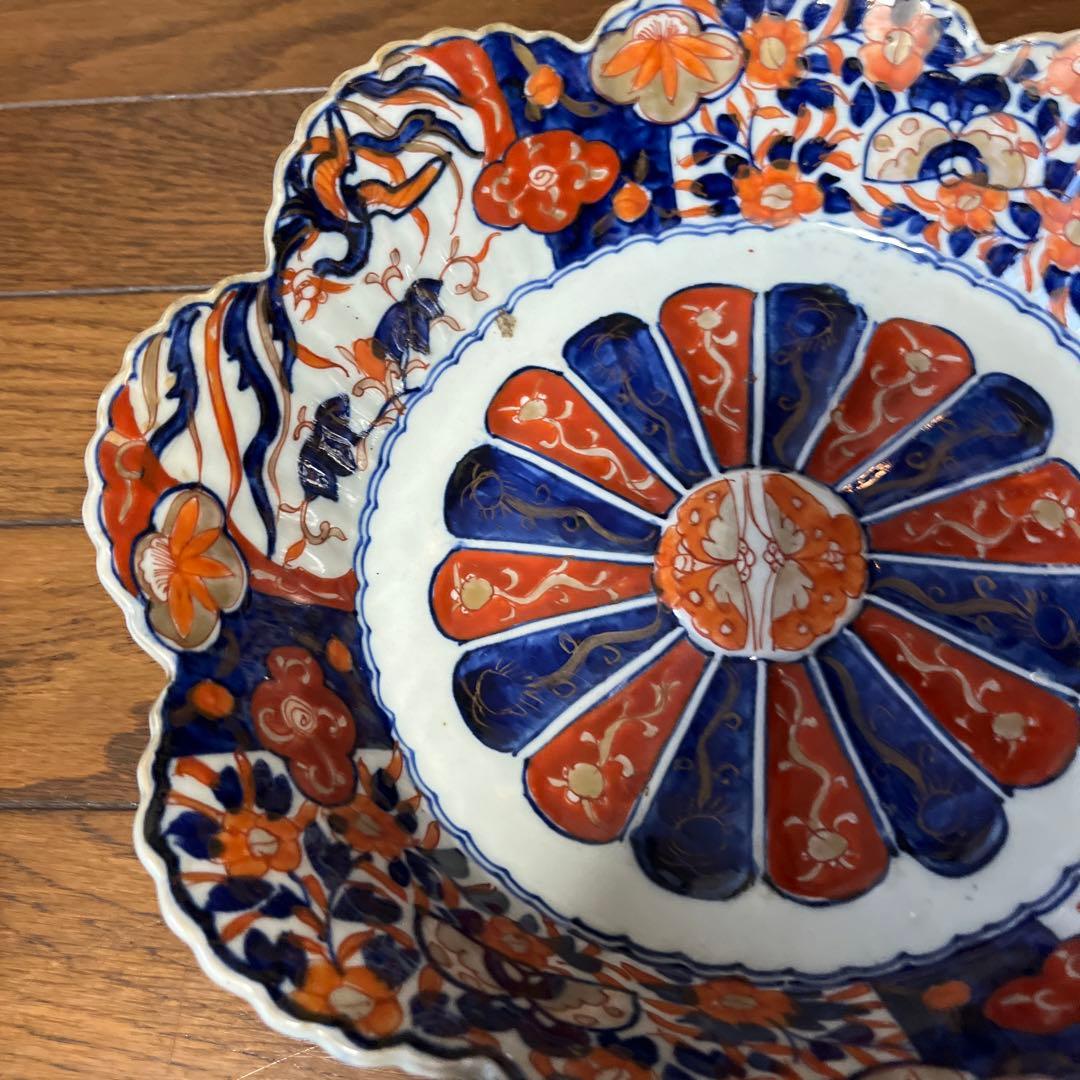 期間限定最終処分特価　逸品古伊万里色絵超力作大鉢と中鉢変形フリル鉢素敵すぎる名品