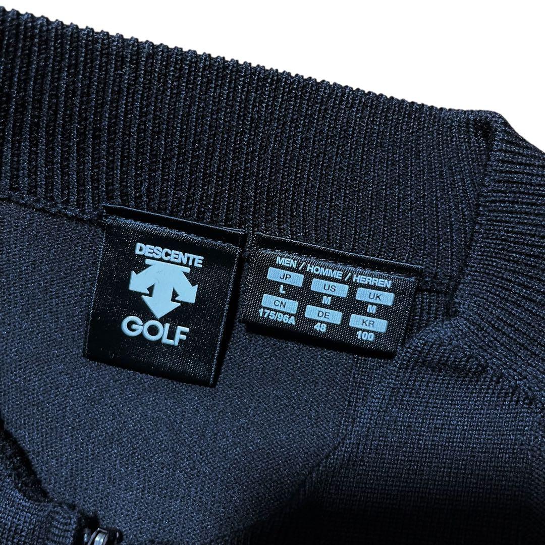 極美品　定価2.5万　DESCENTE GOLFフルジップジャカードセーターＬ黒