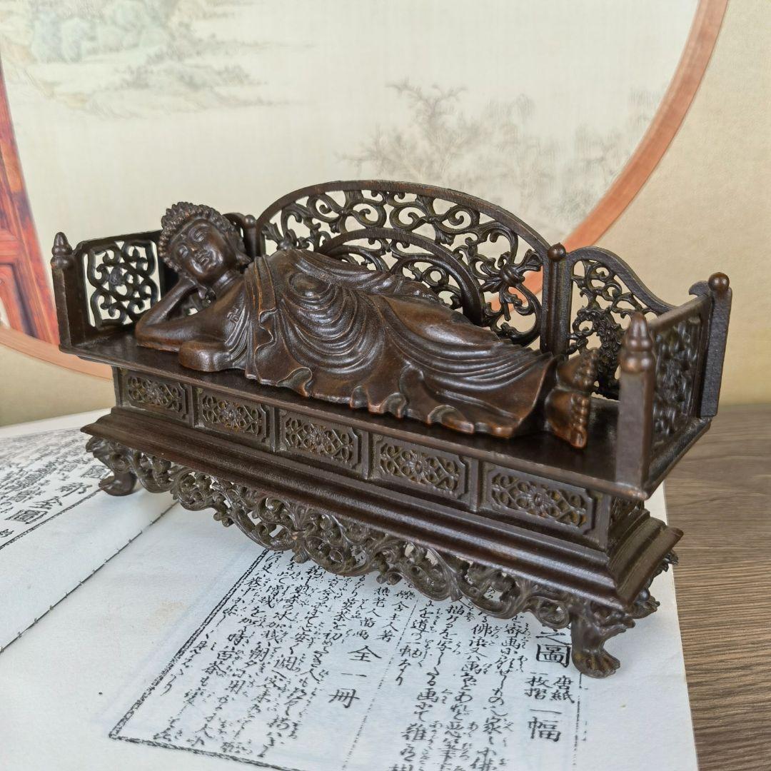 仏教美術 臥仏 小仏像 仏像 彫刻 置物 開運 風水 銅製 銅器