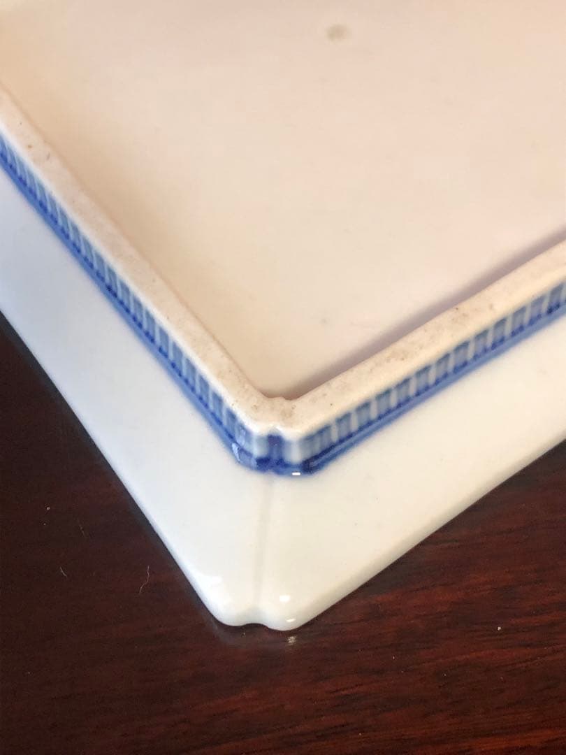 藍九谷もしくは藍鍋島の花鳥文隅入染付角皿5客桐箱入